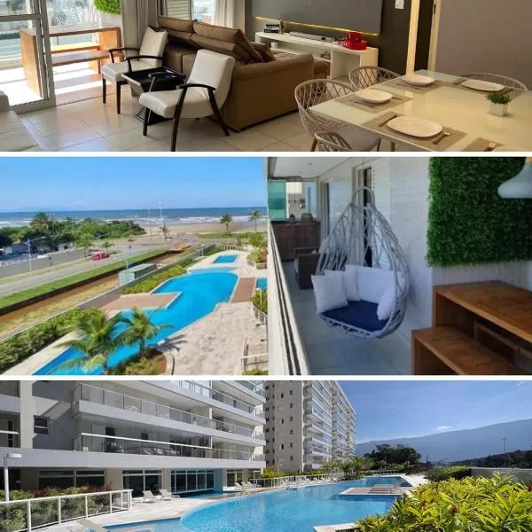Home 1 | Ap Cinema Resort Frente Mar com Piscina Aquecida em Bertioga